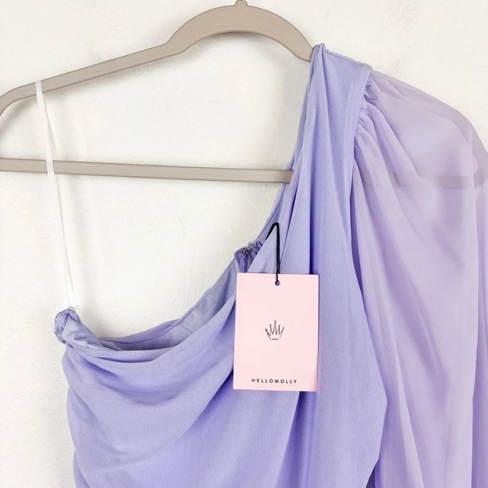 NWT Hello Molly Party It Up Lilac One Shoulder Mini Dress Sz L - Picture 5 of 14